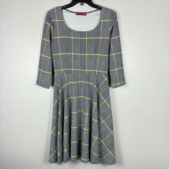 Unbranded Dresses & Skirts - Plaid Dress XS Small A Line Long Sleeve Preppy Academia Schoolgirl Stretch Black